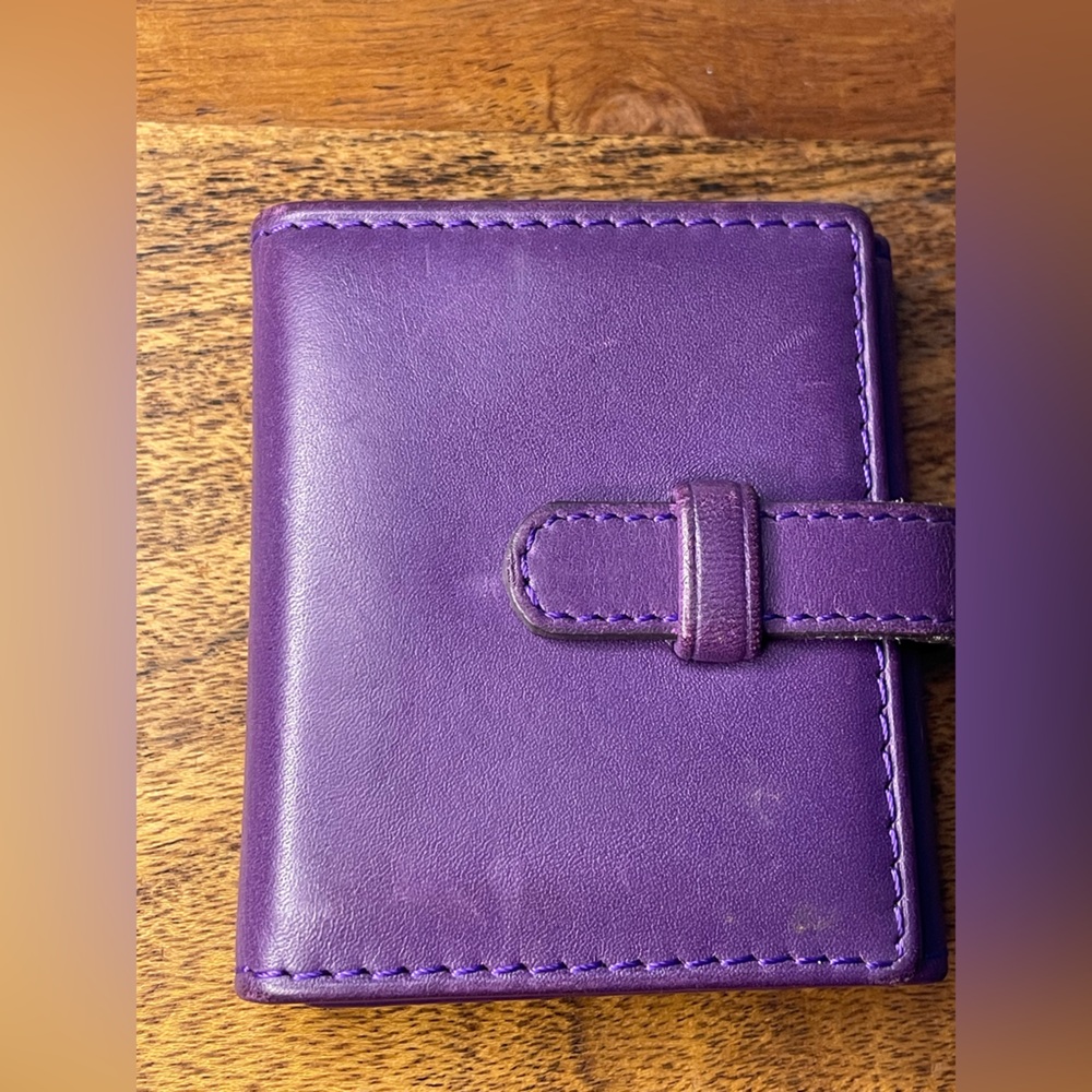 COACH Vintage Purple Leather Trifold Pocket Picture Frame